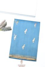 Handwoven Sky Blue Banarasi Organza Saree