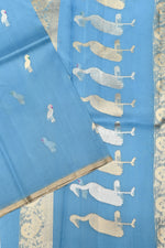 Handwoven Sky Blue Banarasi Organza Saree