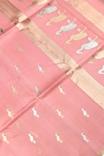 Handwoven Blush Peach Banarasi Organza Saree