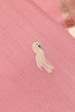 Handwoven Blush Peach Banarasi Organza Saree