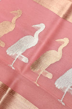 Handwoven Blush Peach Banarasi Organza Saree