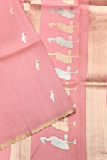 Handwoven Blush Peach Banarasi Organza Saree