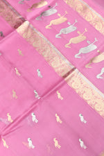 Handwoven Pink Banarasi Organza Saree