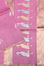 Handwoven Pink Banarasi Organza Saree