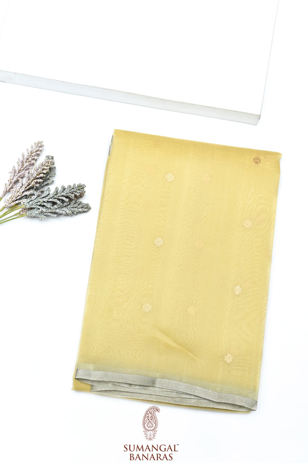 Handwoven Light Yellow Banarasi Organza Saree