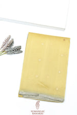 Handwoven Light Yellow Banarasi Organza Saree
