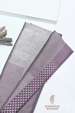 Handwoven Lavender-purple Banarasi Katan Silk Saree