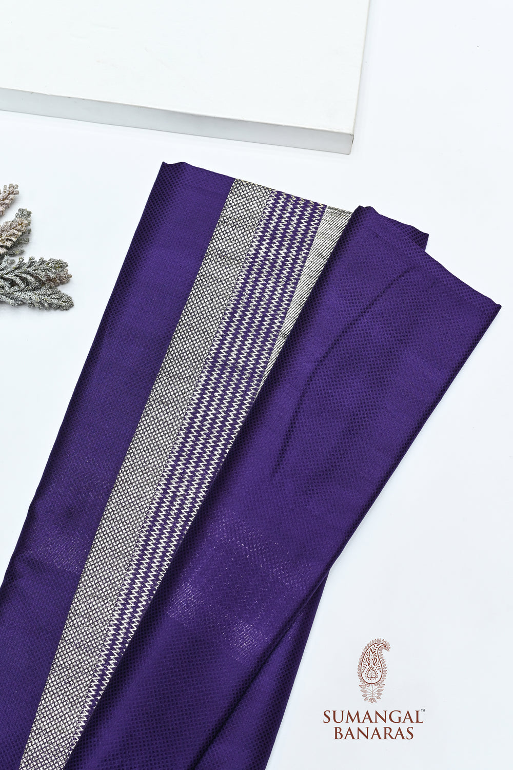 Handwoven royal purple Banarasi Katan Silk Saree