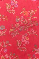 Rose Red Jamdani Katan Silk Handwoven Banarasi Saree