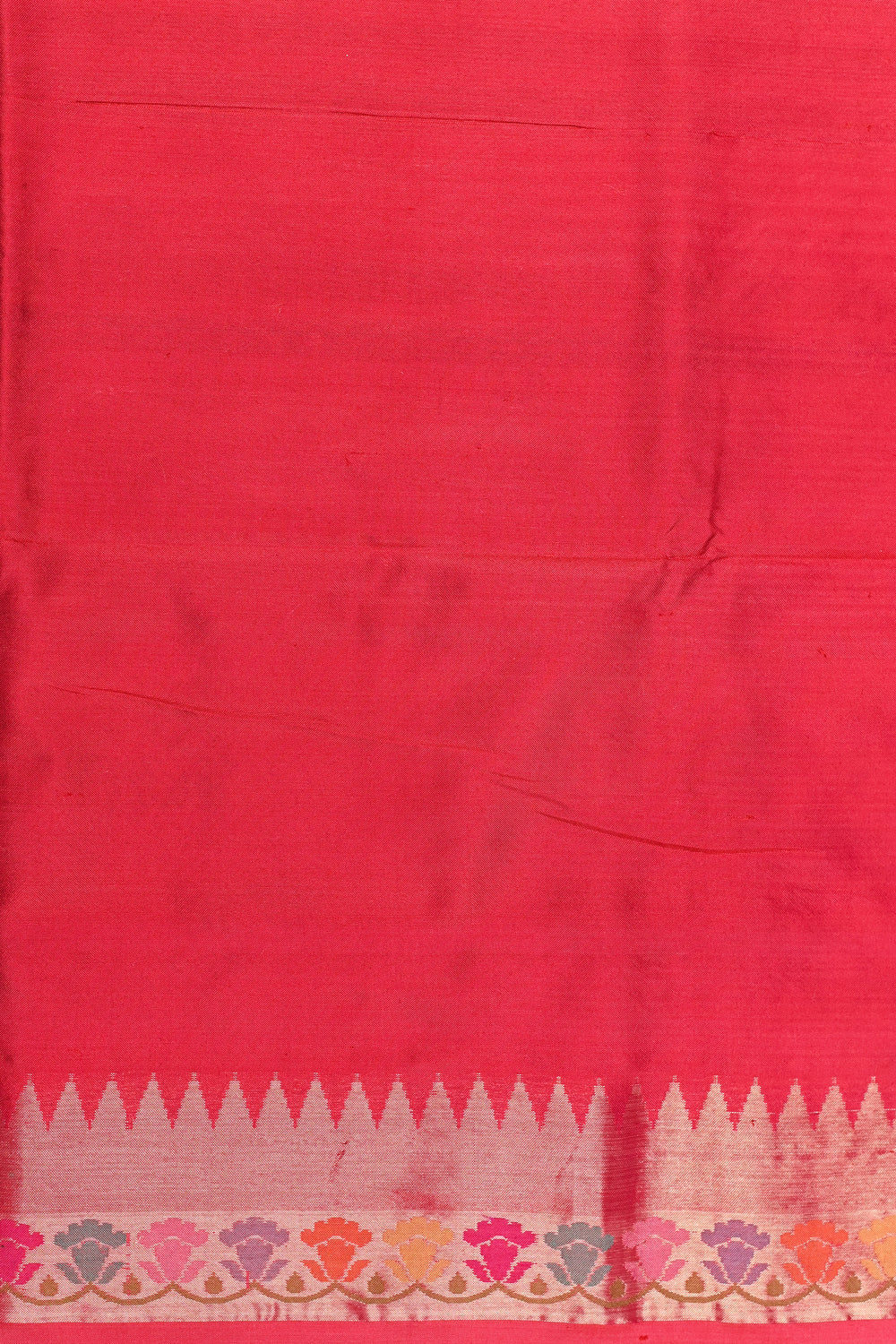 Rose Red Jamdani Katan Silk Handwoven Banarasi Saree