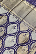Indigo Blue Sona Roopa Katan Silk Handwoven Banarasi Saree