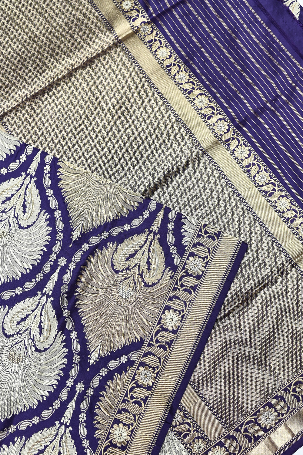 Indigo Blue Sona Roopa Katan Silk Handwoven Banarasi Saree