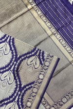 Indigo Blue Sona Roopa Katan Silk Handwoven Banarasi Saree