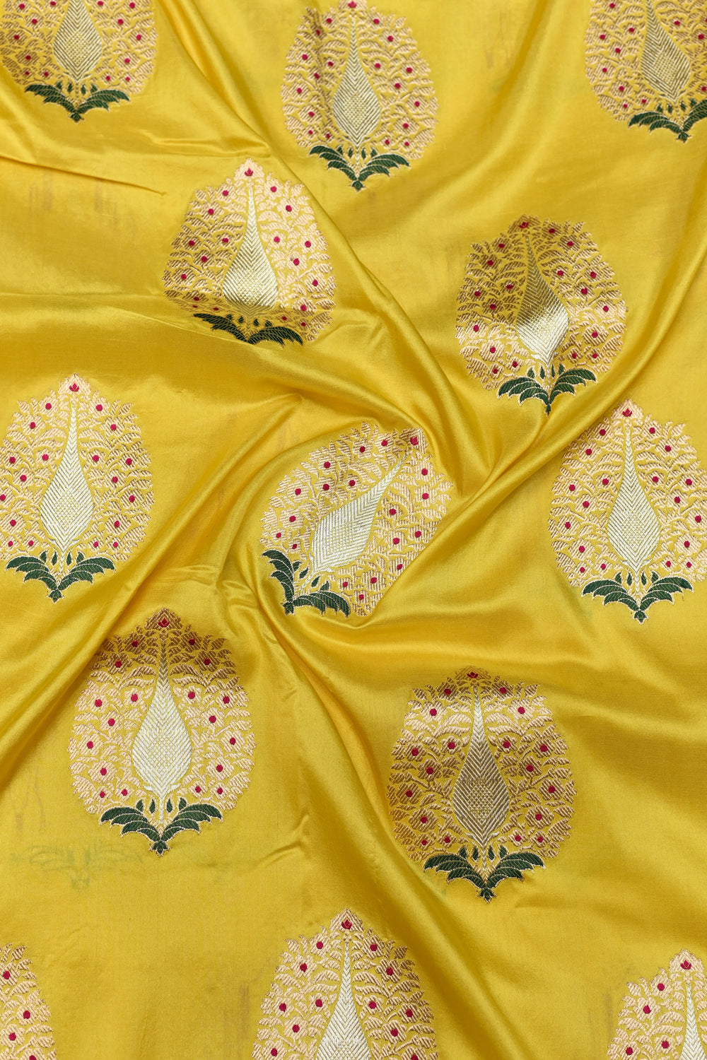 Handwoven Yellow Meenakari Motif Banarasi Katan Silk Saree