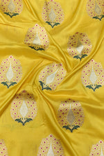 Handwoven Yellow Meenakari Motif Banarasi Katan Silk Saree