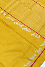 Handwoven Mustard Yellow Motif Banarasi Mashru Silk Saree