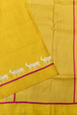 Handwoven Mustard Yellow Motif Banarasi Mashru Silk Saree