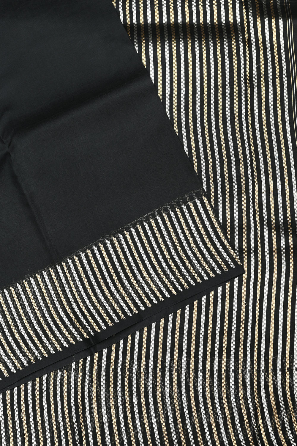 Handwoven Black Banarasi Katan Silk Saree