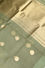 Handwoven Olive Green Banarasi Organza Saree