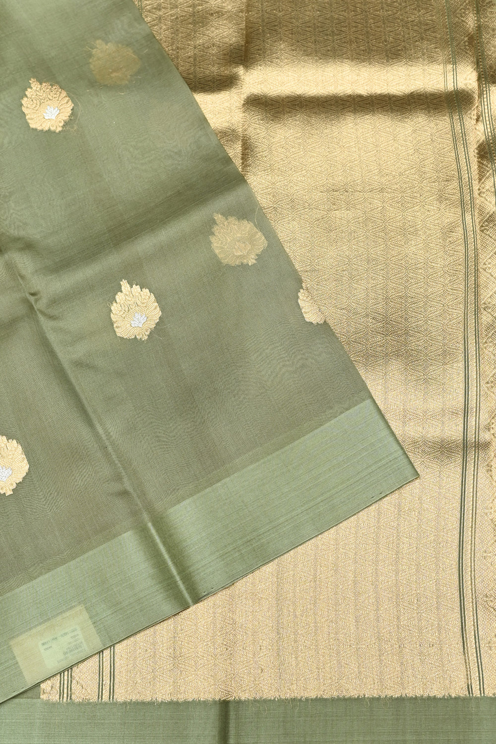 Handwoven Olive Green Banarasi Organza Saree