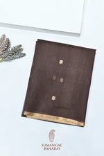 Handwoven Brown Banarasi Organza Saree