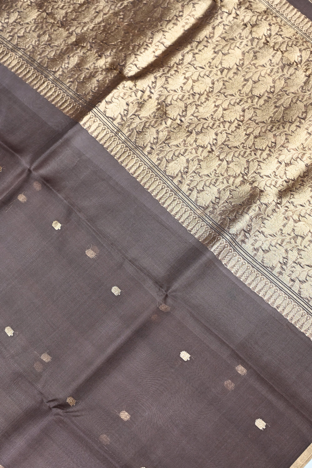 Handwoven Brown Banarasi Organza Saree