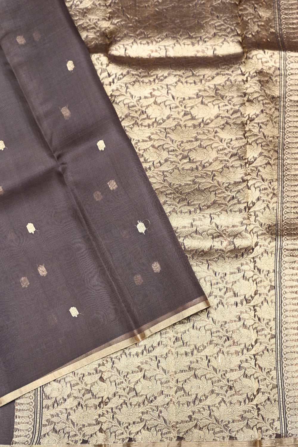 Handwoven Brown Banarasi Organza Saree