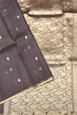 Handwoven Brown Banarasi Organza Saree
