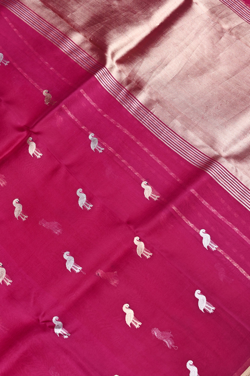Handwoven Magenta Banarasi Organza Saree