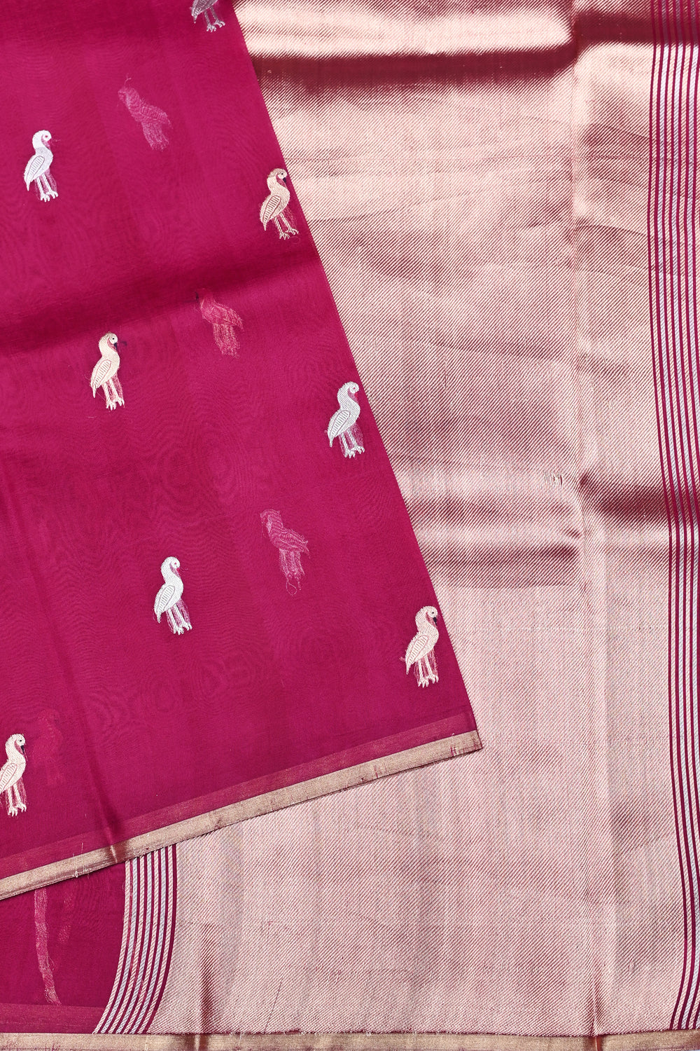 Handwoven Magenta Banarasi Organza Saree
