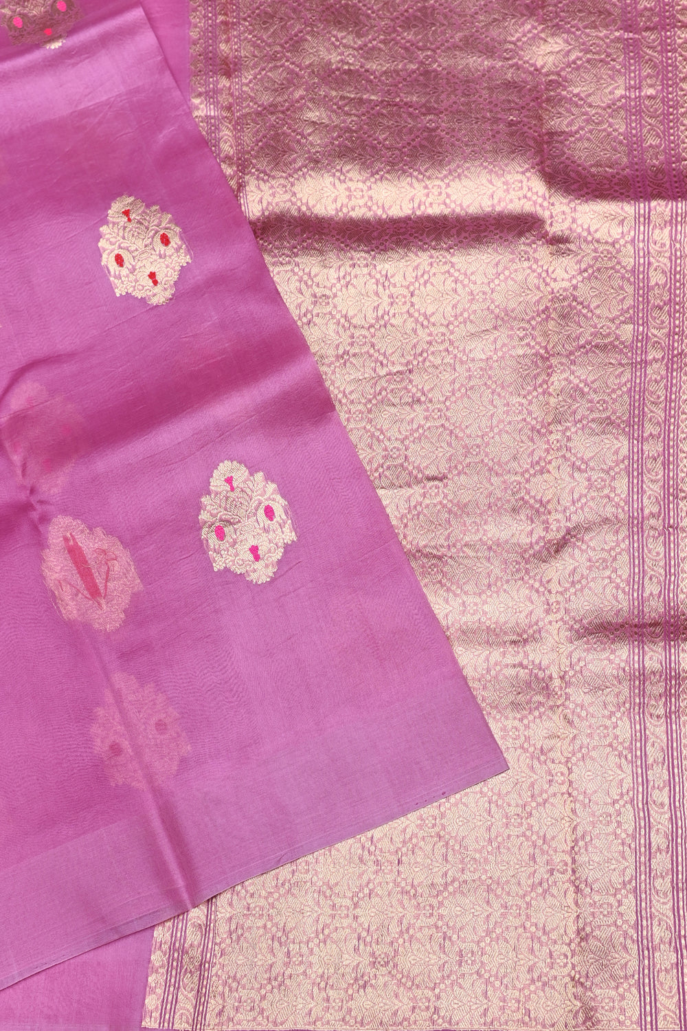 Handwoven Rose Pink Banarasi Organza Saree