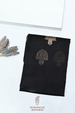 Handwoven Jet Black Banarasi Organza Saree