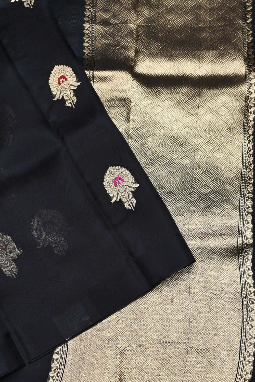 Handwoven Jet Black Banarasi Organza Saree