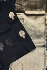 Handwoven Jet Black Banarasi Organza Saree