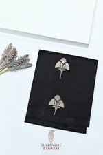 Handwoven Jet Black Banarasi Organza Saree