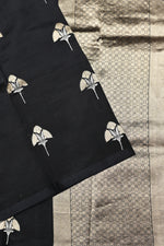 Handwoven Jet Black Banarasi Organza Saree