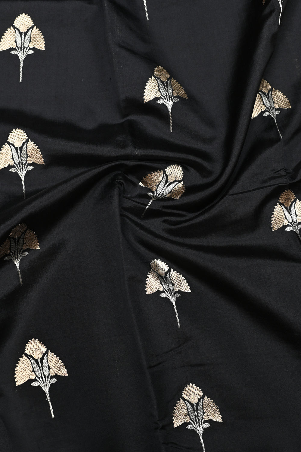 Handwoven Jet Black Banarasi Organza Saree