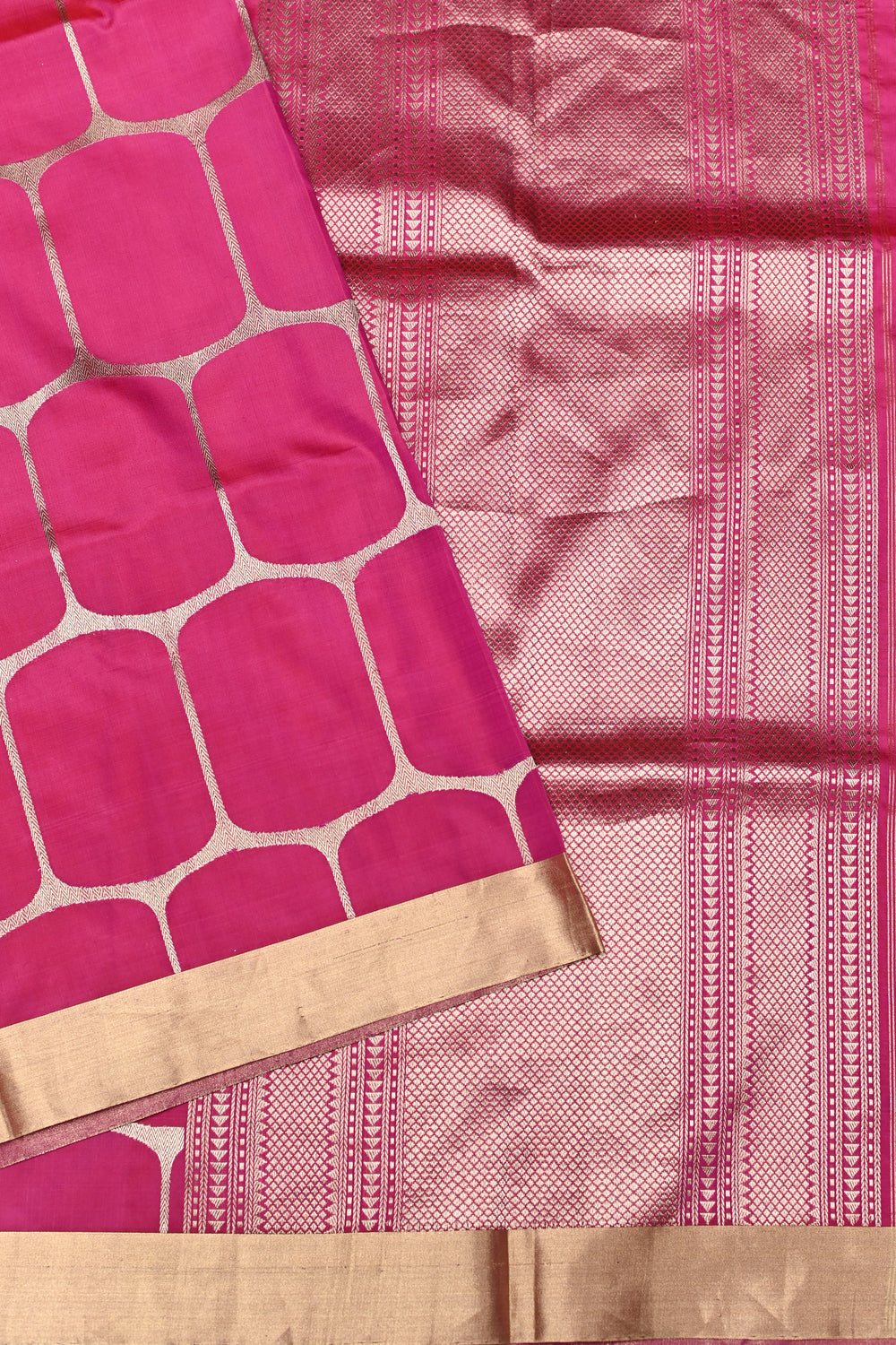 Handwoven Rani Pink Banarasi Katan Soft Silk Saree
