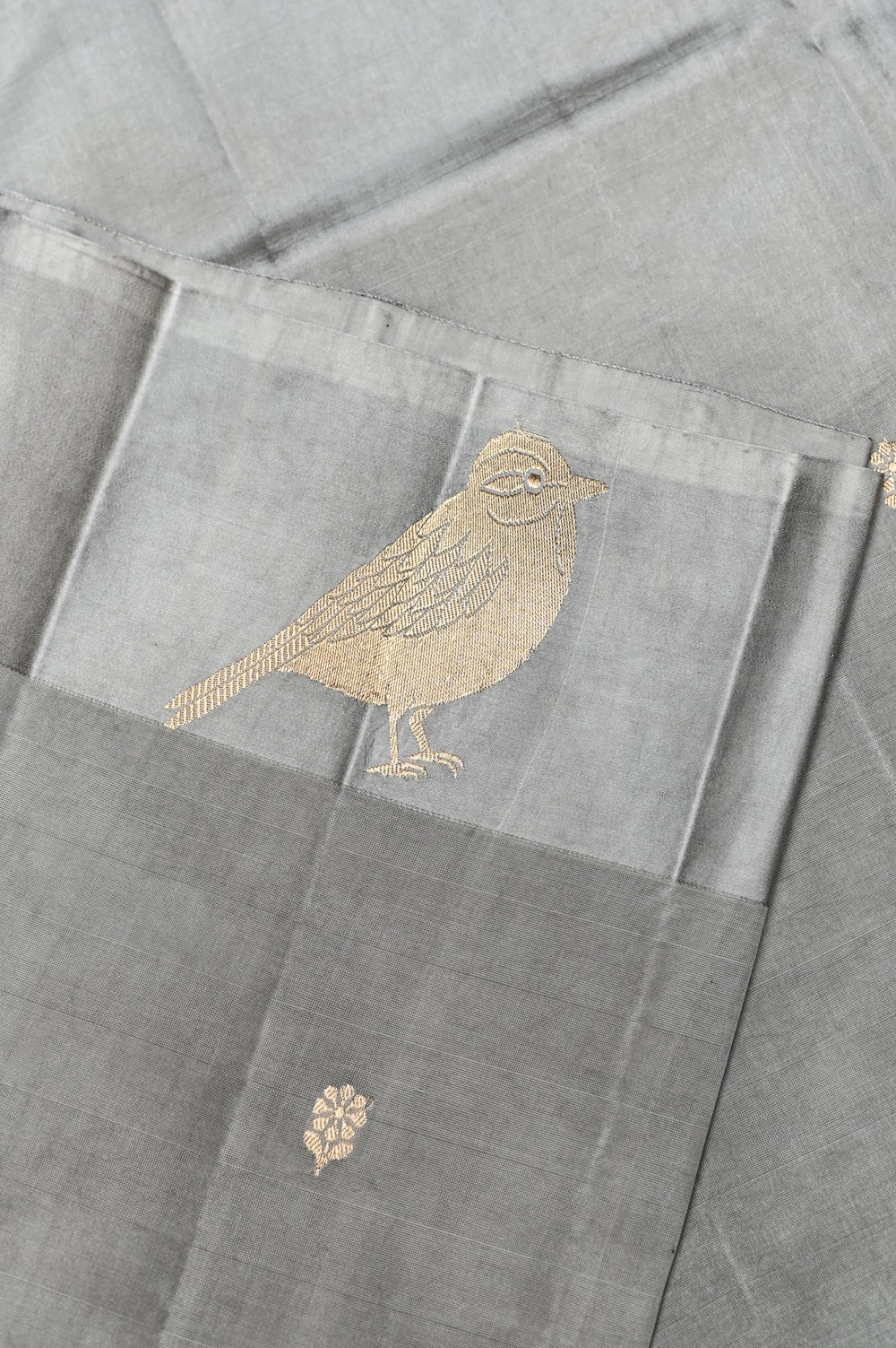 Handwoven Silver Grey Banarasi Katan Soft Silk Saree