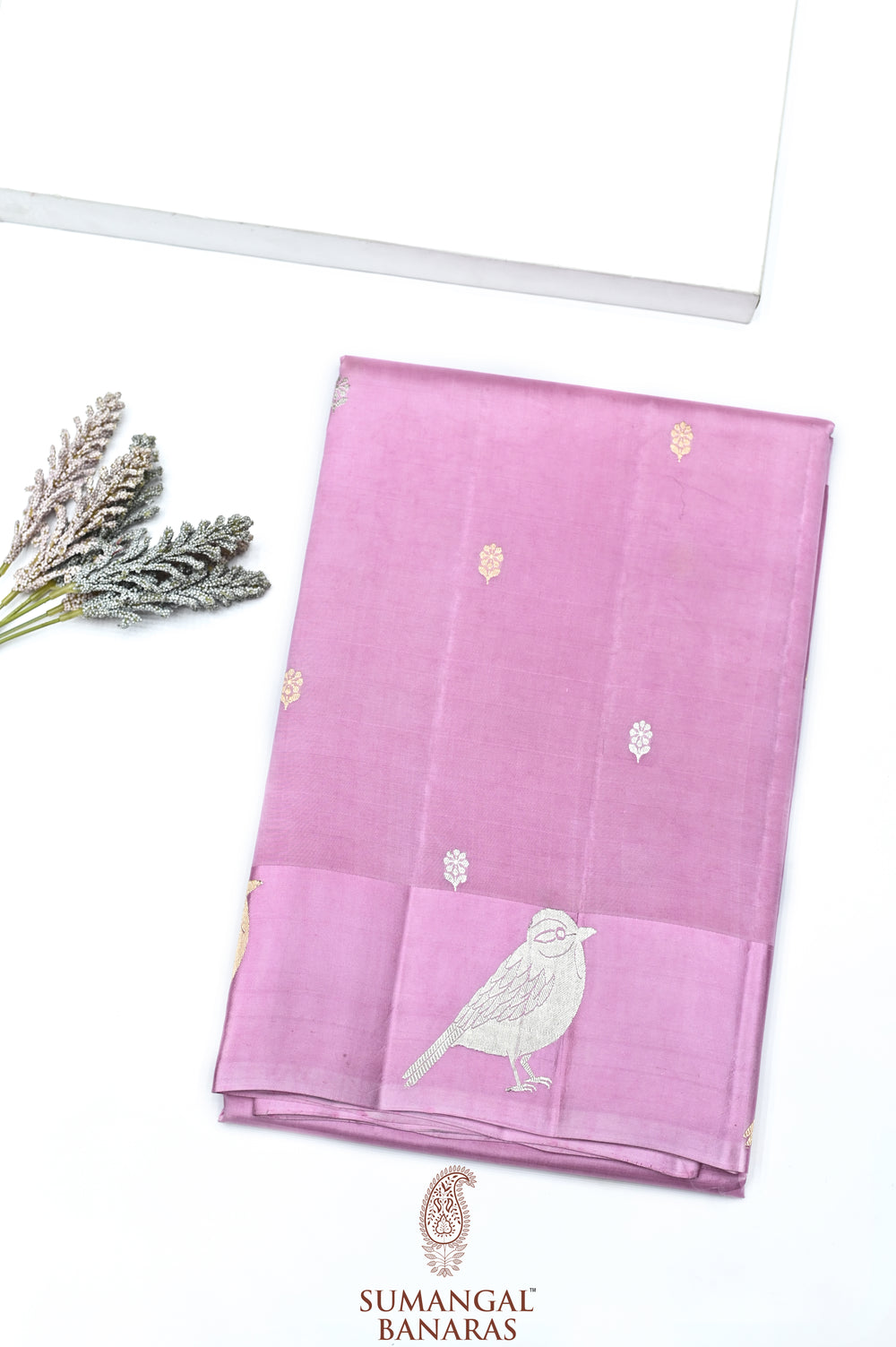 Handwoven Lavender Pink Banarasi Katan Silk Saree