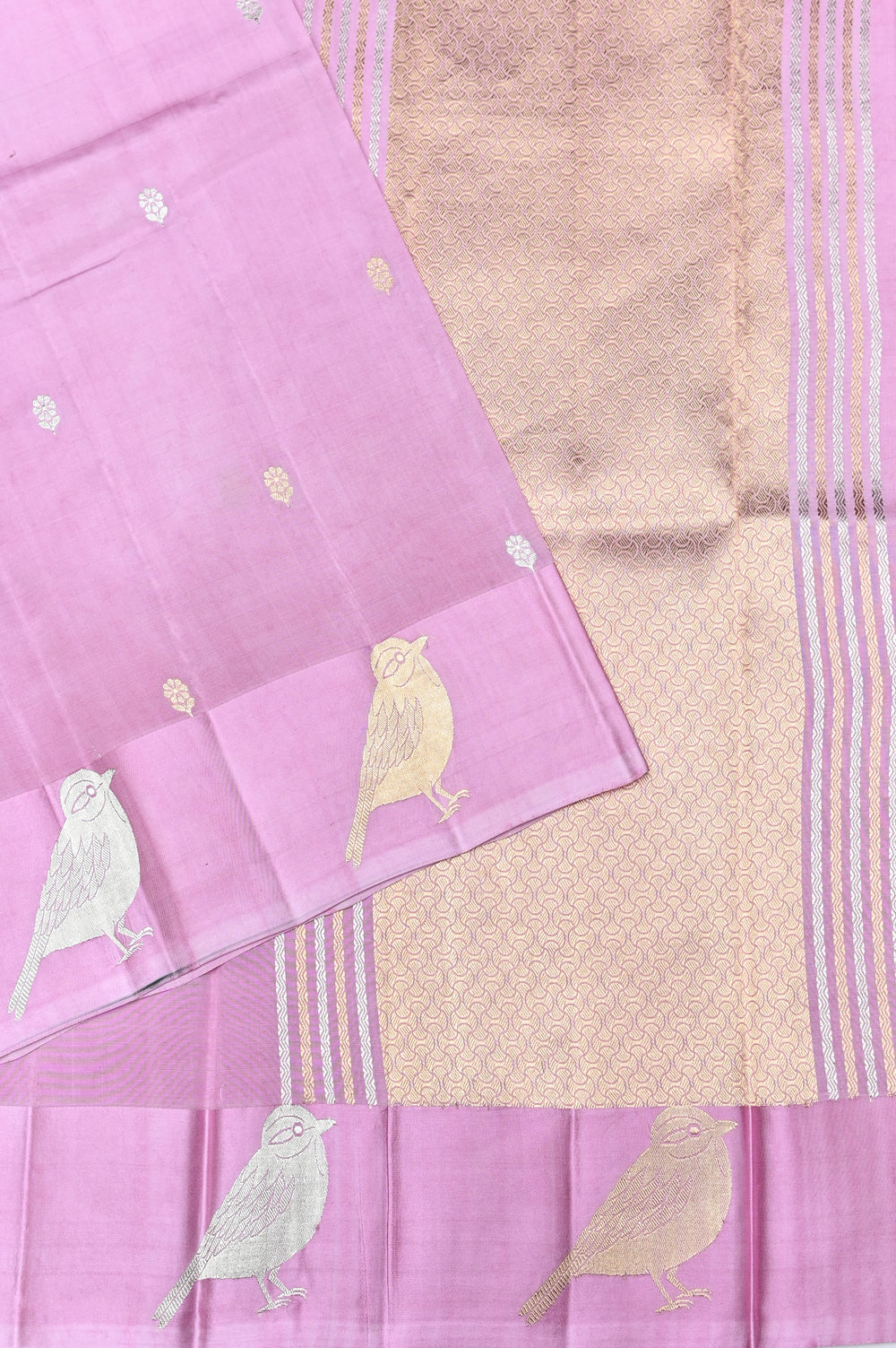 Handwoven Lavender Pink Banarasi Katan Silk Saree