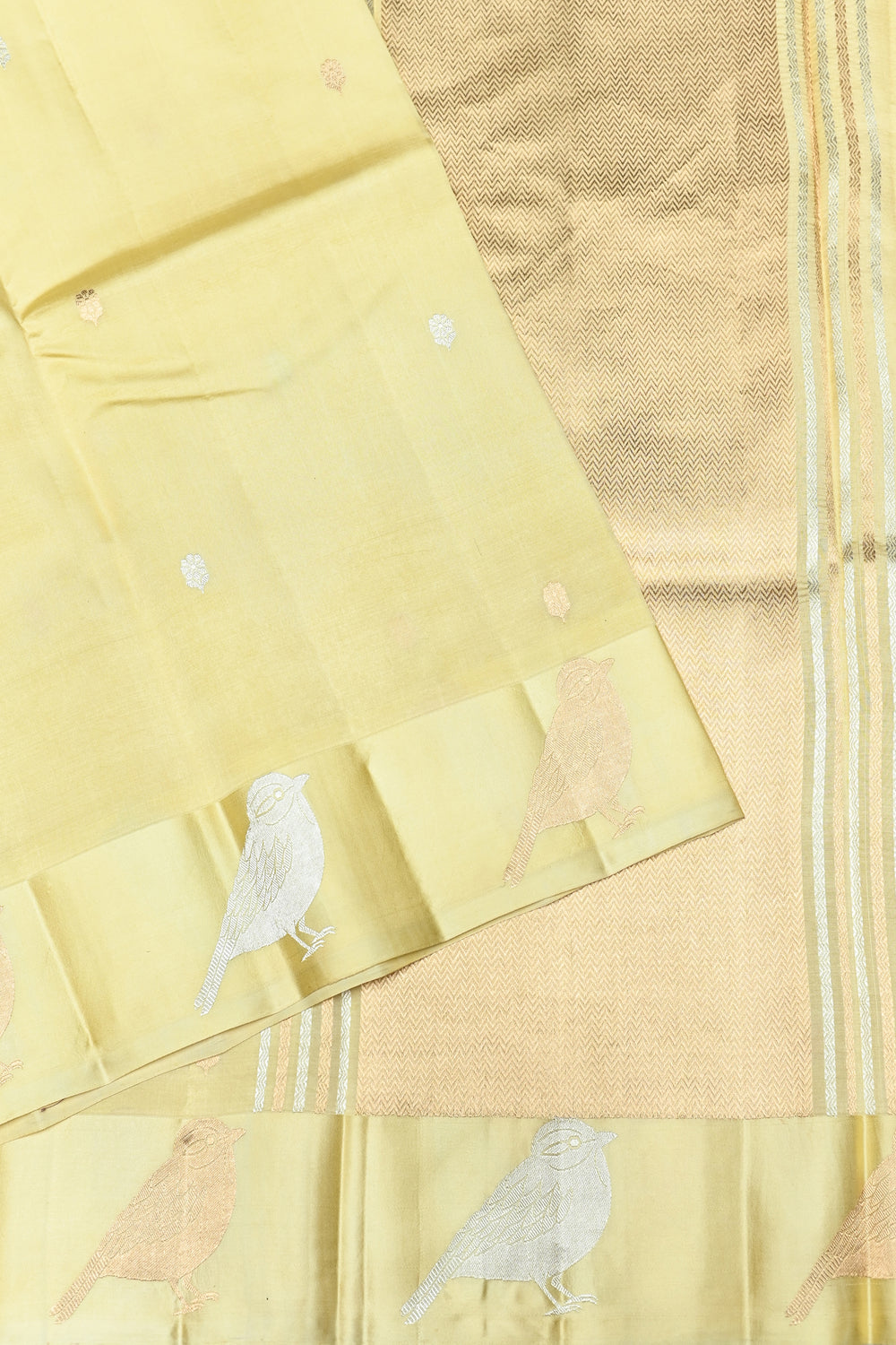 Handwoven Soft Yellow Banarasi Katan Silk Saree