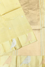 Handwoven Soft Yellow Banarasi Katan Silk Saree