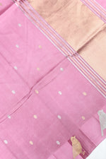 Handwoven Rose Pink Banarasi  Katan Silk Saree