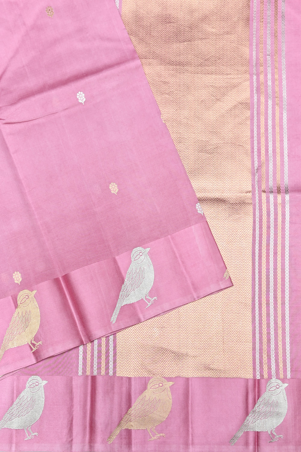 Handwoven Rose Pink Banarasi  Katan Silk Saree