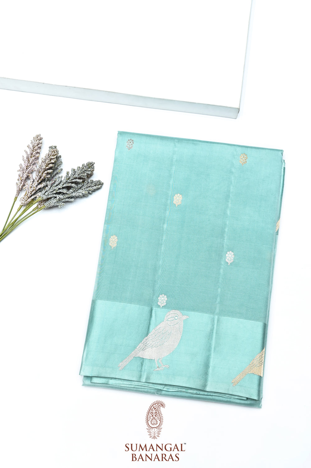 Handwoven Mint Green Banarasi  Katan Silk  Saree