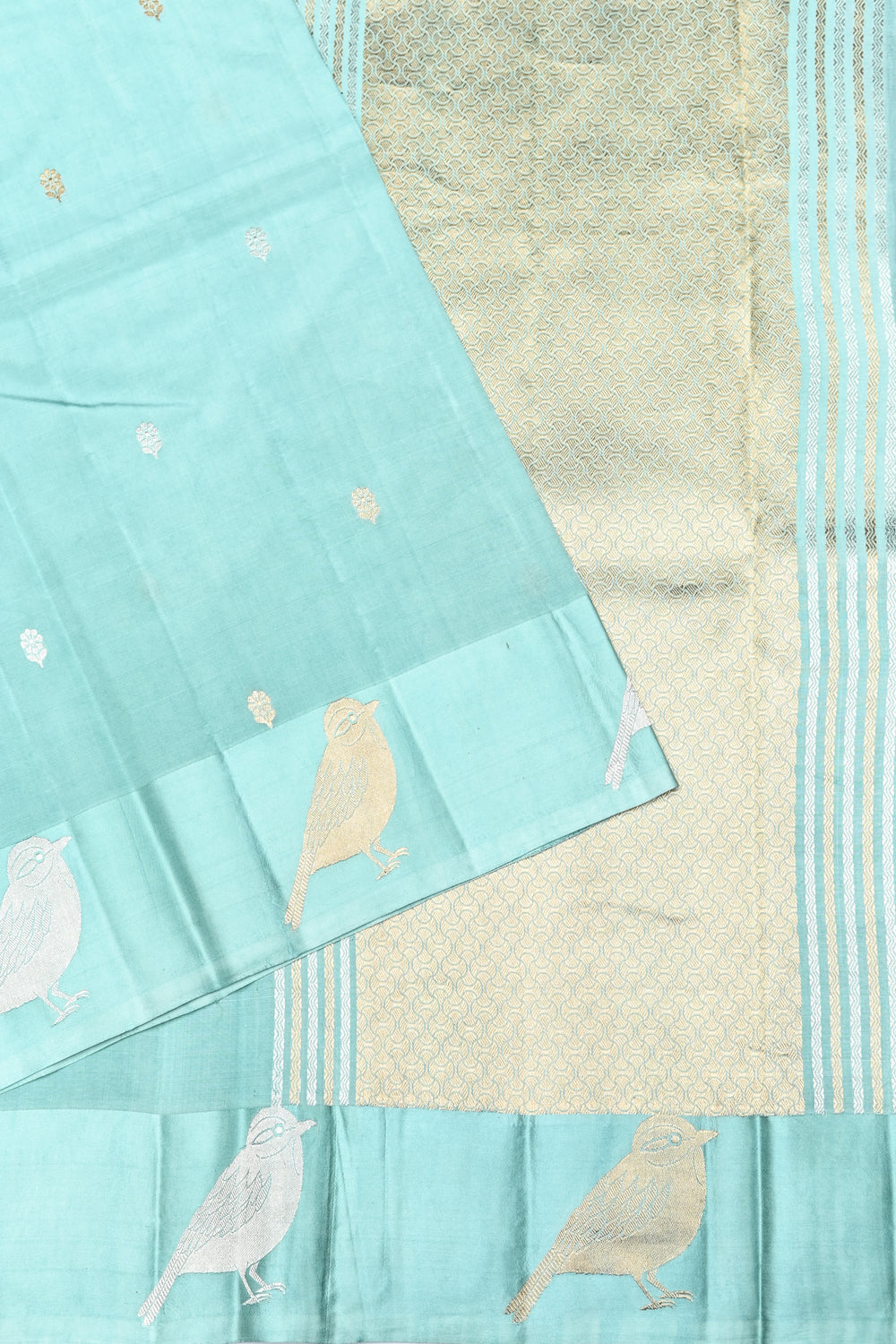 Handwoven Mint Green Banarasi  Katan Silk  Saree