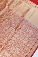 Crimson Red Brocade Katan Silk Handwoven Banarasi Saree