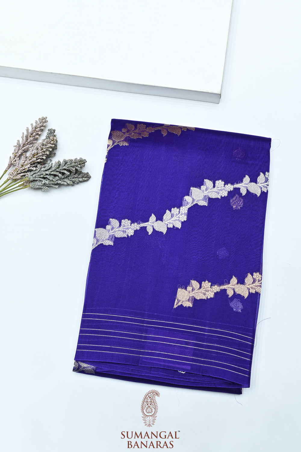 Handwoven Royal Blue Banarasi  Organza Saree