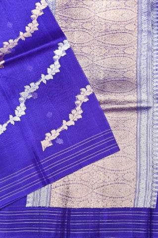 Handwoven Royal Blue Banarasi  Organza Saree